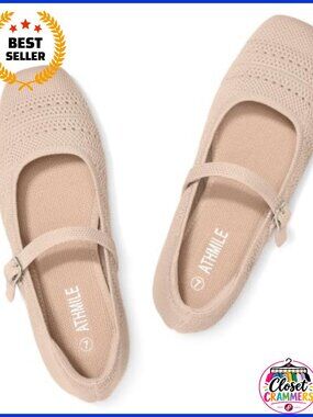 Mary Jane Flats Women Knit Square Toe Ballet Flat Shoes Business Casual